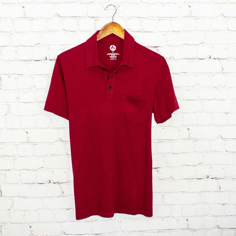AMERICAN GIANT Men's Polo Shirt Red U.S. Cotton Size Small